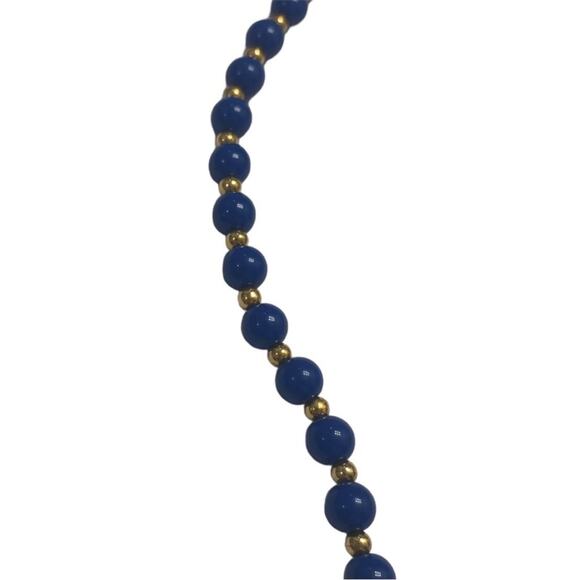 Monet Blue and Gold Tone Beaded Necklace - Picture 2 of 3
